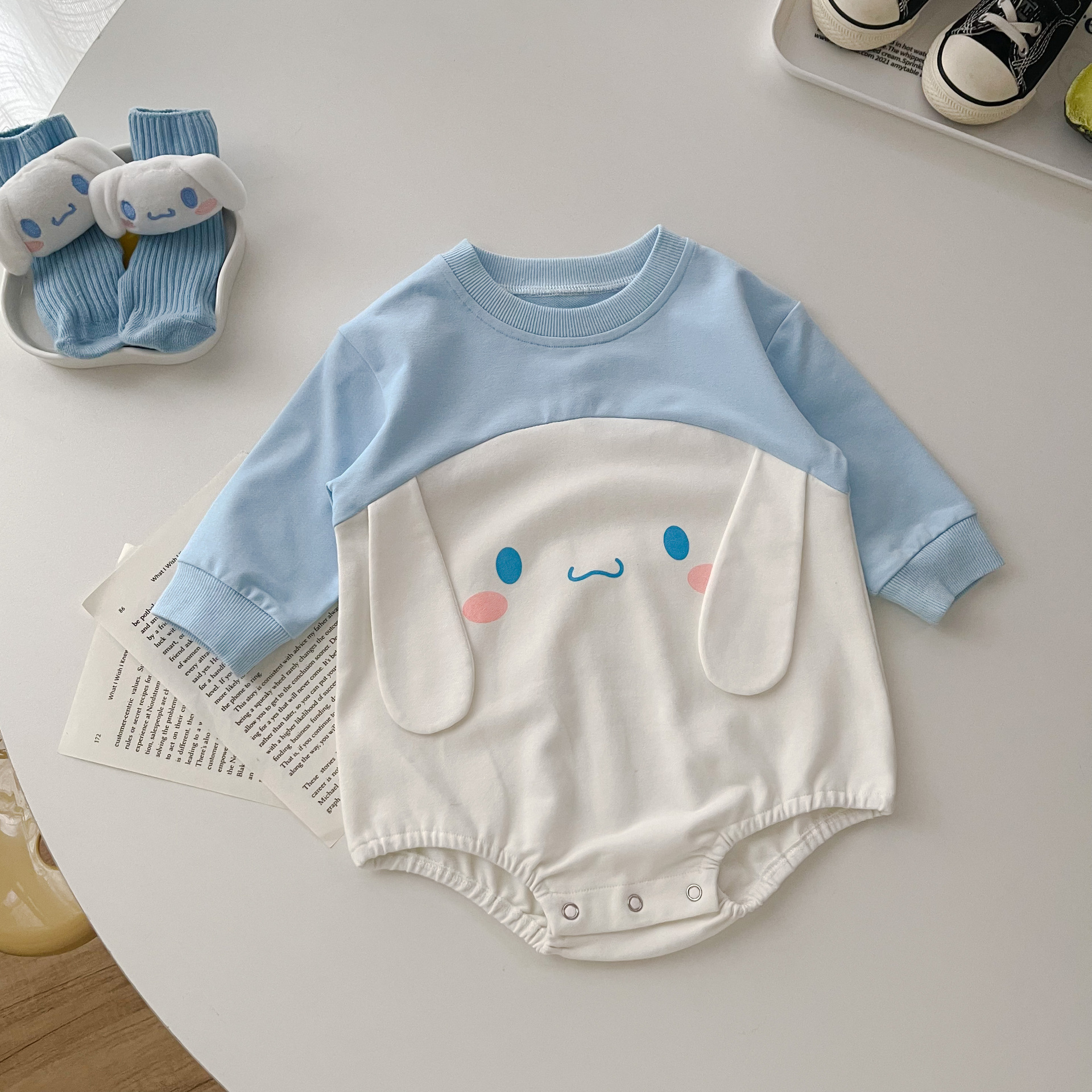 Mono de bebé de manga larga de estilo coreano de primavera ins pequeño mameluco de color a juego con forma de animal funda de Bebé Ropa de 100 años