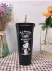 New cartoon pattern straw cup 304 stainless steel INS creative large -capacity dual -layer vacuum ice bully cup