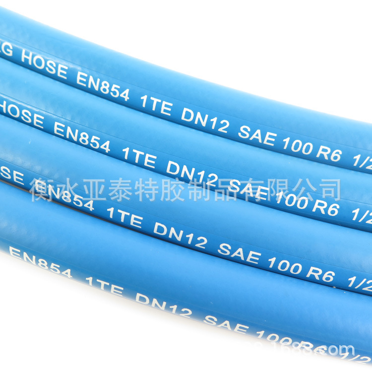 SAE100 R6 EN 854 1TE织物纤维编织光面布面管液压胶管低压油管