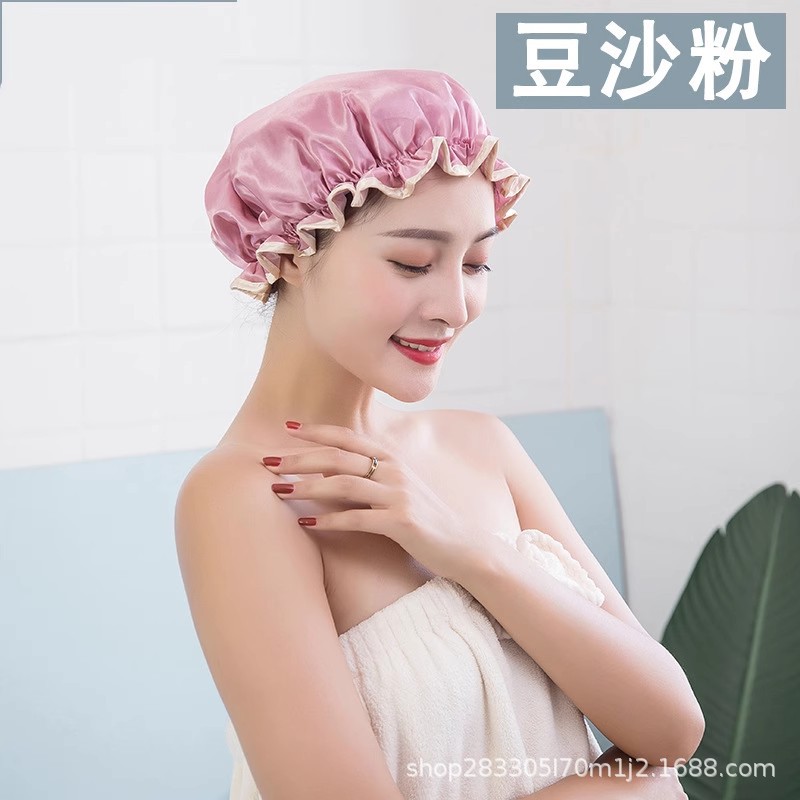 Doble sombrero de baño a prueba de agua para adultos estilo coreano para mujeres ducha de baño limpieza casera a prueba de polvo cocina humo de aceite