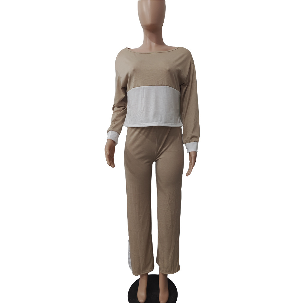 Damenbekleidung Kontrastfarbene Nähte Freizeitanzug Drei Farben Optional_voghion.com