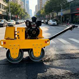 水冷手扶双轮压路机 连续修补路段不停机压实设备