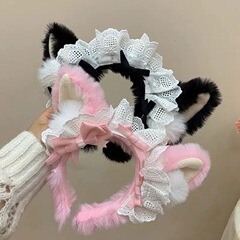 ぬいぐるみのlolitaのカチューシャの女性のレースの蝶結びの髪飾りのシミュレーション獣の耳のメイドのコーキの髪飾りの日系KCのカチューシャ