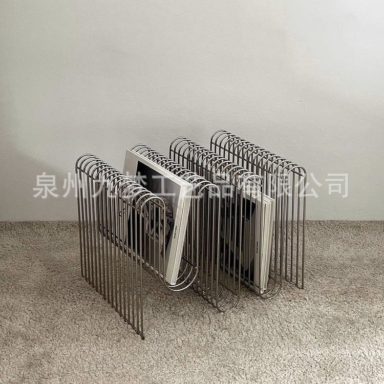 Metal Line Coffee Table Living Room Decoration Storage Bookshelf Floor-Standing Magazine Rack Storage Rack Small Table Sofa Side Table