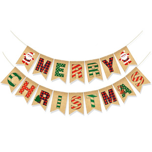 Cross-Border Thanksgiving Party Decoration Garland String Flag Banner Decorative Flag Garland Bunting Burlap Swallowtail Flag
