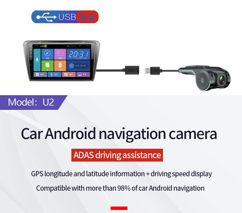 Popular Foreign Trade Metal Car-Mounted Android Large-Screen USB Dashcam with Adas Driving Assistance