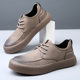 Spring genuine leather breathable Men's shoes 2024 New versatile Korean style trendy platform non-slip casual leather shoes men's board shoes