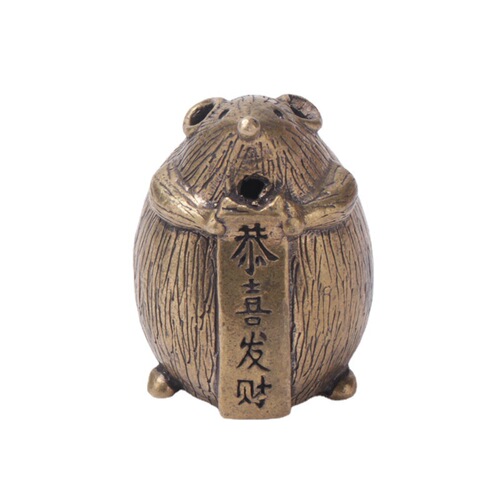 Pure brass retro fortune rat collection ornaments Gong Xi Fa Cai copper rat antique hand pieces paperweight crafts wholesale