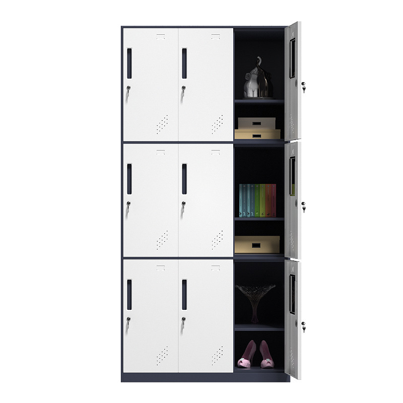 Desmontaje y montaje de armario de vestuario de color combinado armario de personal armario de baño con cerradura armario de cambio de armario de dormitorio de personal armario de puerta múltiple armario de acero