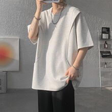 T299-特P30控58 260克华棉 夏季美式活页拼接口袋短袖T恤男宽松