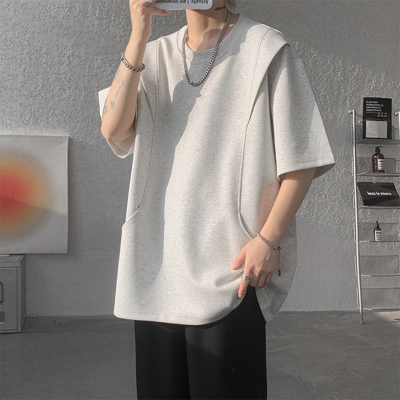 T299-特P30控58 260克华棉 夏季美式活页拼接口袋短袖T恤男宽松