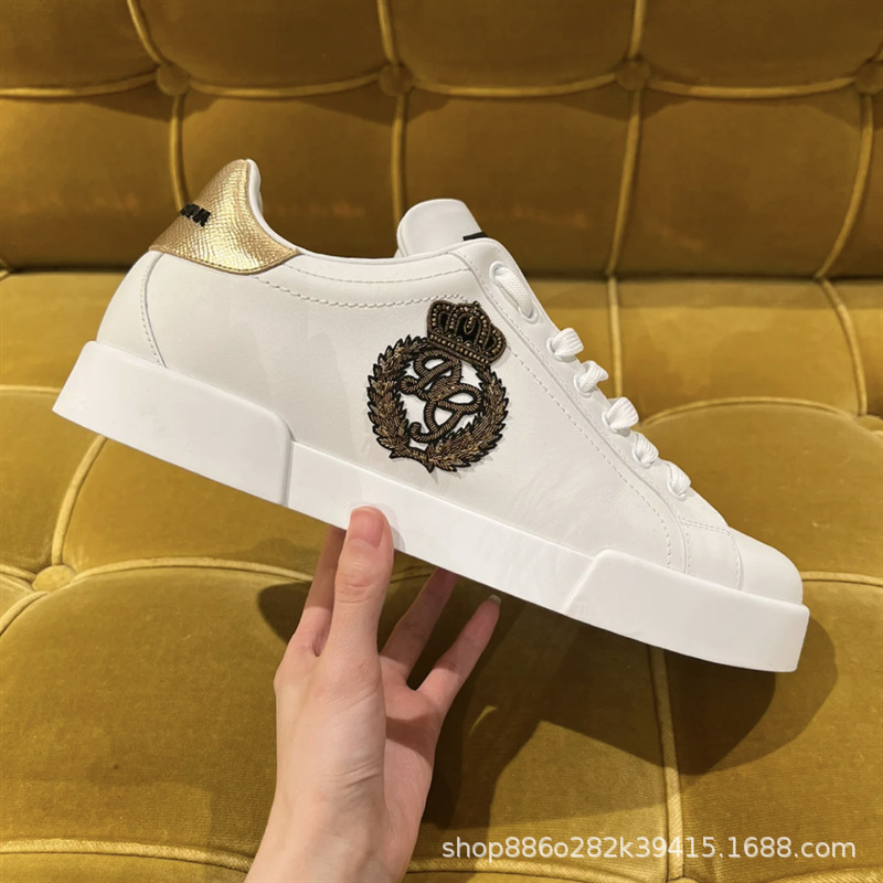 De gama alta de lujo D de cuero genuino de los hombres de moda DG deportes zapatillas de deporte casuales zapatos bajos de los hombres de comercio exterior zapatos de cuero de las mujeres de moda