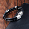 Men's woven leather universal bracelet stainless steel, European style
