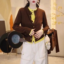 时尚假两件针织开衫女2025秋季女装新大胖MM百搭显瘦长袖毛衣外套