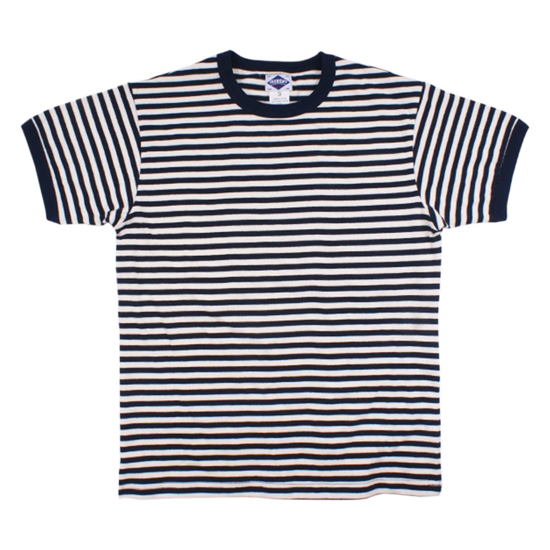 OKONKWO verano cuello redondo a rayas de manga corta Camiseta de los hombres ameikaji gruesa azul marino Sea Spirit camisa TEE