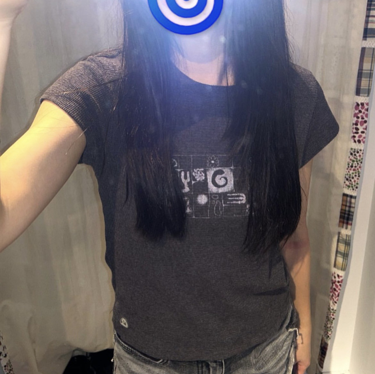 現在/coys * ioワッフル生地の方眼プリント半袖tシャツのボディスーツの夏