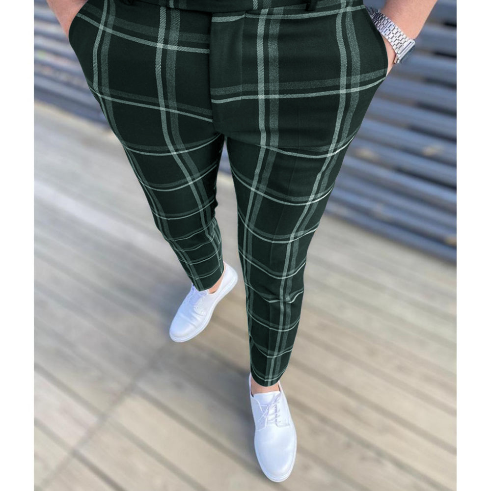 Spring New High Waist Suit Pants Men Fashion England Style Plaid Business Casual Trousers Mens Slim Fit Formal Pants Man_voghion.com