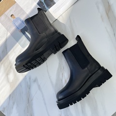 25新B*V无标马丁靴女英伦风厚底mon同款中筒切尔西网红瘦烟筒短靴