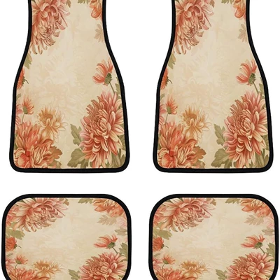 Avtomobil döşəmə paspasları — Cross-border Amazon Retro Flower - car-floor-mats-10-two-pairs-of-35454868cm