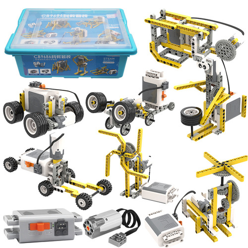 Cross-border foreign trade new product 9686 programming set teaching tools assembly science education block electronic power mechanical power toy