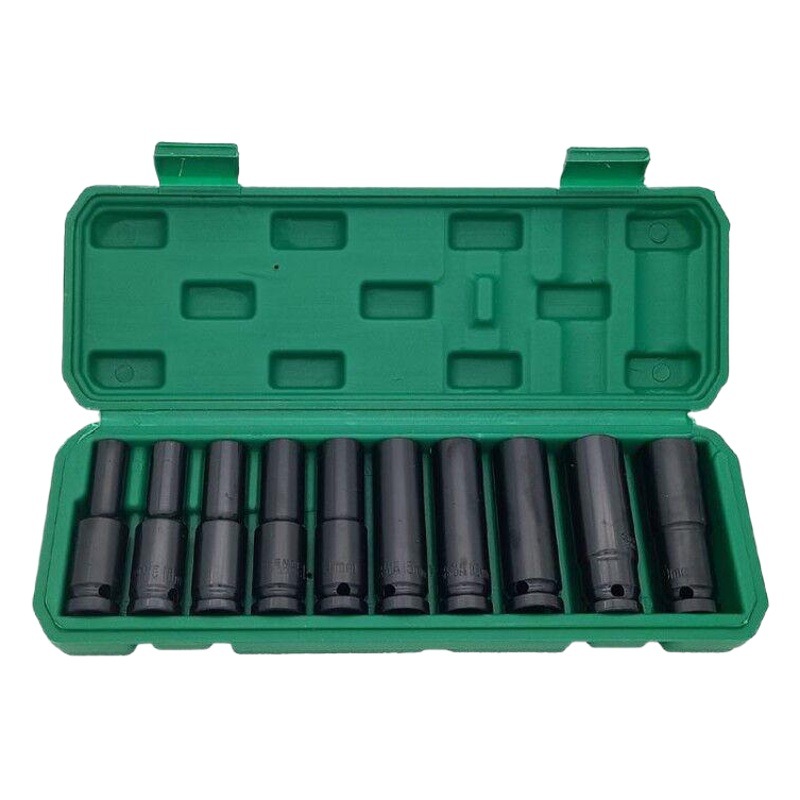 Venta al por mayor conjunto de 10 piezas de 1/2 pulgadas llave eléctrica cabeza de enchufe neumático de litio llave eléctrica de apertura hexagonal alargado