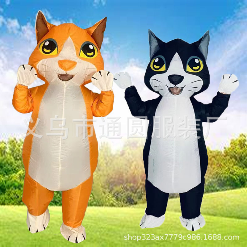 COS跨境新款万圣节搞怪角色扮演表演卡通人偶表演道具黑猫充气服