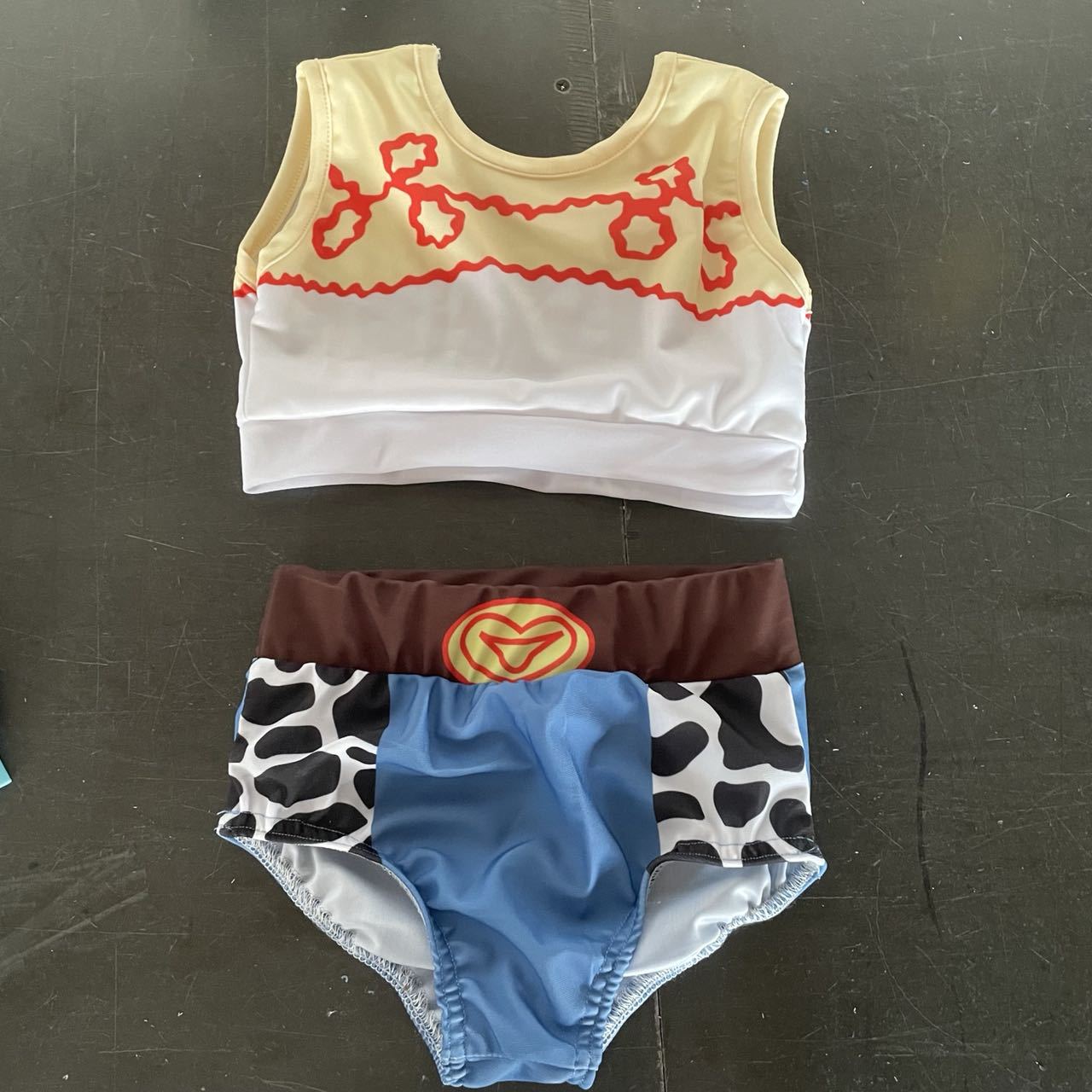 Girl'S Cartoon Color Block Crop Top Kids Swimwear display picture 6