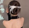 White big hairgrip with tassels, crab pin, hair accessory, 2022 collection