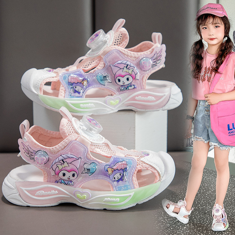 Sandalias Cerradas de Playa para Niñas de Cuero Sintético, Antideslizantes y Ligeras