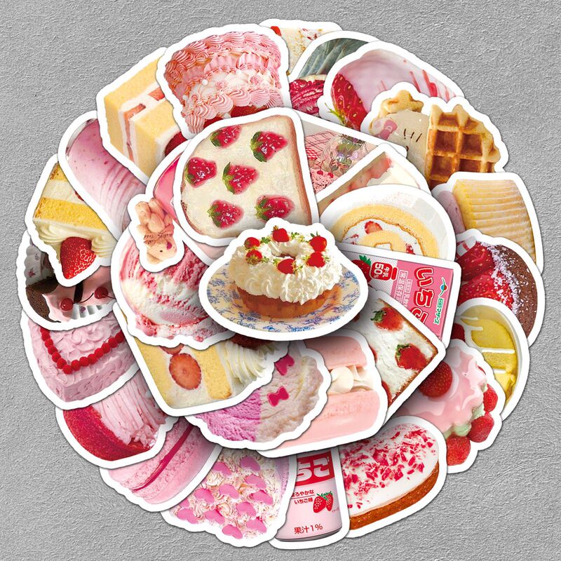 50 ins style cake dessert stickers gourmet cute diy mobile phone water cup decoration waterproof Cute sticker