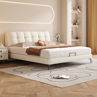 French Cloud Puff Bed Cream Style Modern Simple Leather Master Bedroom Double Bed Master Bedroom High-End Atmospheric Soft Bed