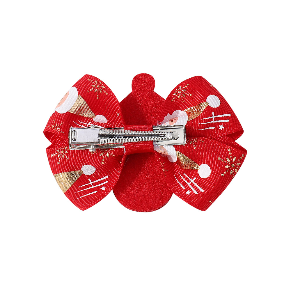 Santa Claus, Bow Knot, Elk Pattern Cute Simple Style Girl'S Santa Claus Bow Knot Elk Cloth Hair Clip