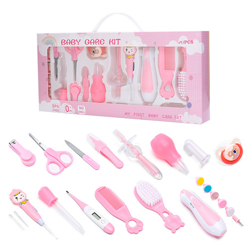Manufacturer supplies foreign trade English baby brush comb nasal aspirator set thermometer care 20-piece gift set