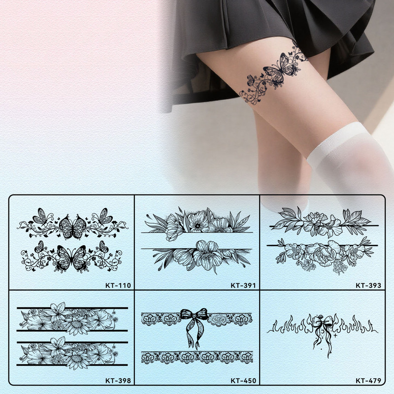 Charming Leg Ring Herbal Tattoo Sticker Waterproof Female Long-Lasting High-End Atmosphere Sexy Leg Juice Semi-Permanent