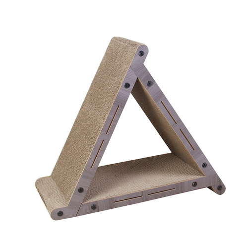 New wholesale vertical triangular cat scratching board density board wooden cat nest corrugated paper scratch-resistant cat toy