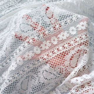 纯棉蕾丝刺绣米字条纹腰果花面料Wholesale Embroidery Fabric