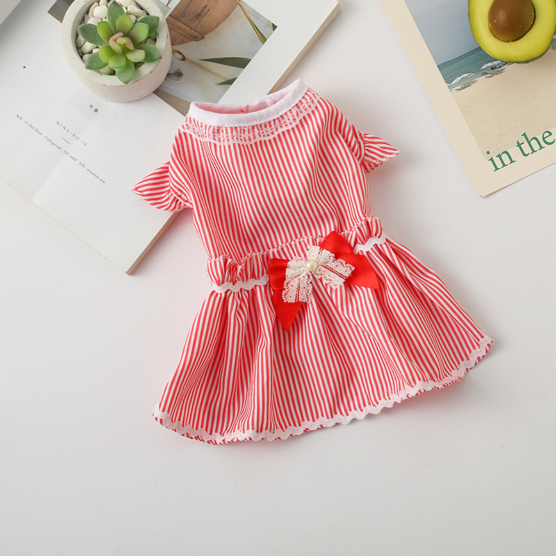 Kitten dog clothing striped beef bowls