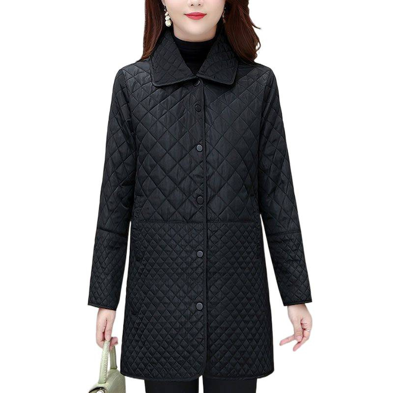 大码【95-220斤】棉衣棉服女2025秋冬新款小香风菱格中长款小棉袄|undefined