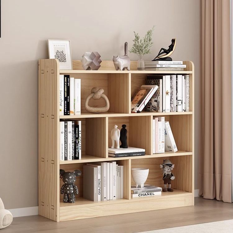 Solid Wood Bookshelf Floor-Standing Children's Simple Bookcase Combination Grid Cabinet Low Cabinet Home Simple Modern Storage Cabinet