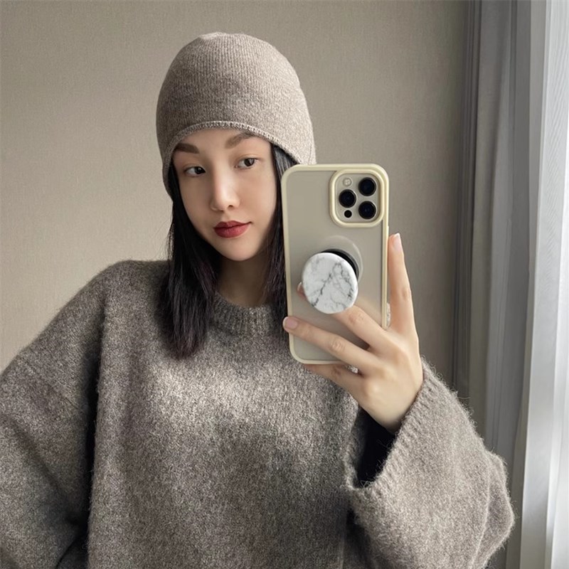 가을과 겨울 여성의 새로운 양모 니트 모자 두꺼운 패션 헤드 캡 콜드 캡 컬링 된 힙 캡 지원 헤어 트렌디