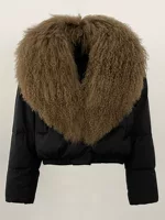 Short down jacket, Korean style, white duck down filling, cropped silhouette