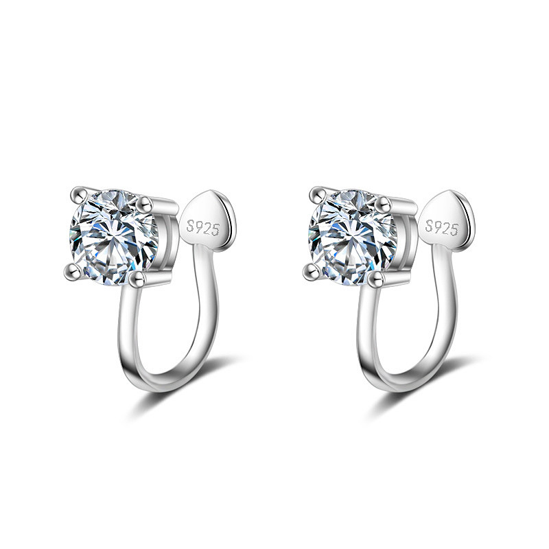 Clips para Orejas sin Perforación para Mujer, Sin Necesidad de Perforar, Pendientes de Plata con Incrustaciones de Diamantes, Joyería Moderna 2025