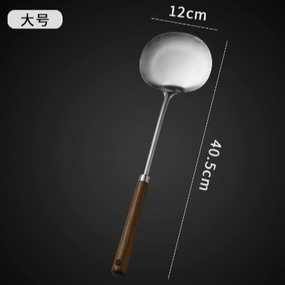 【加长手柄】食品级胡桃木蘑菇铲子不锈钢锅铲家用炒勺铁锅铁铲子|undefined