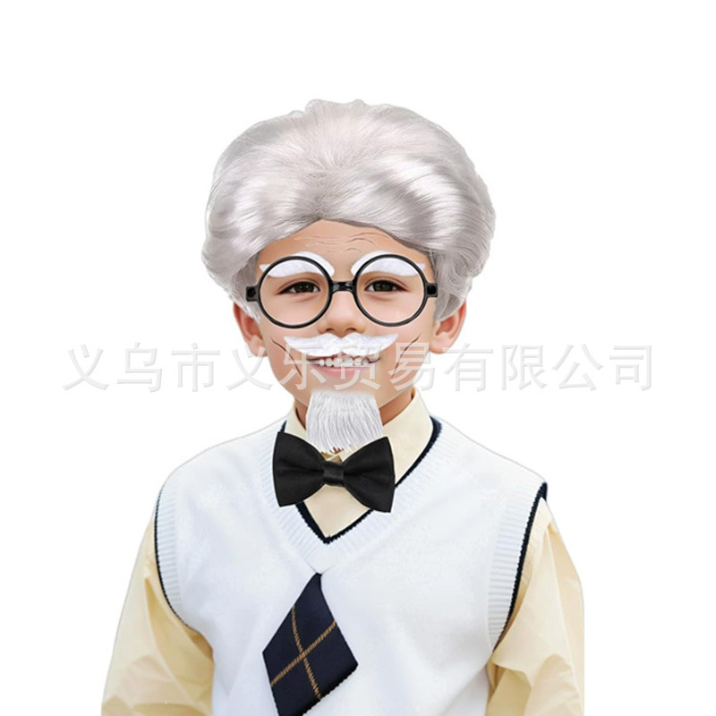Cross-border Hot Sale Grandpa Dress Up Wig Halloween Table Performance cos Role Playing Silver White Men's Hair Props Cross-border Hot Sale Grandpa Dress Up Wig Halloween Table Performance cos Role Playing Silver White Men's Hair Props