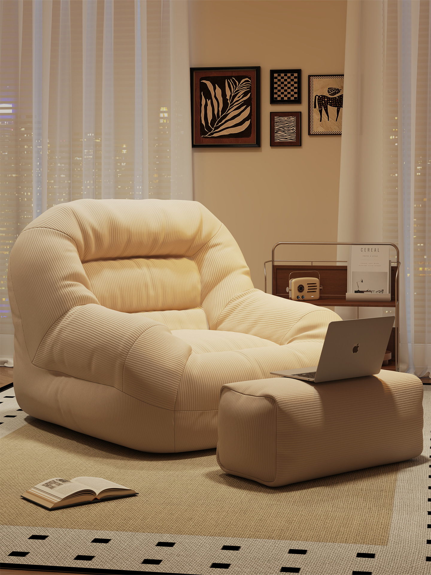 Fabric Sofa That Can Lie down and Sleep, Single or Double Bean Bag, Bedroom Lazy Small Sofa, Nest Chair, Small Apartment Leisure Lounge Chair