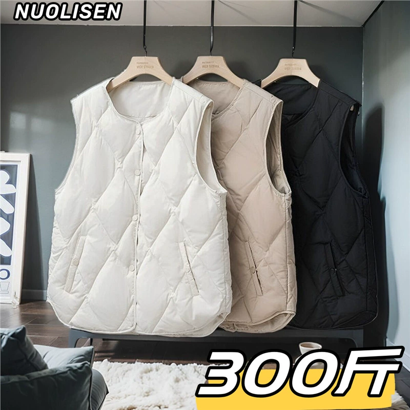Пуховая хлопчатобумажная одежда женский толстый мм 300 кг европейский французский осенний и зимний легкий жилет без воротника