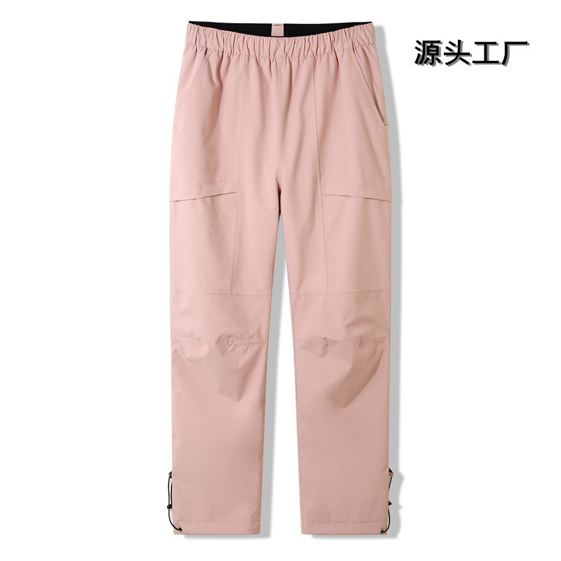 Taizhou-Made Polyester Softshell Pants, Winter Windproof, Waterproof, Breathable, Loose Fit, Solid Color, Couple Style, Without Inner Lining, Single Piece Set