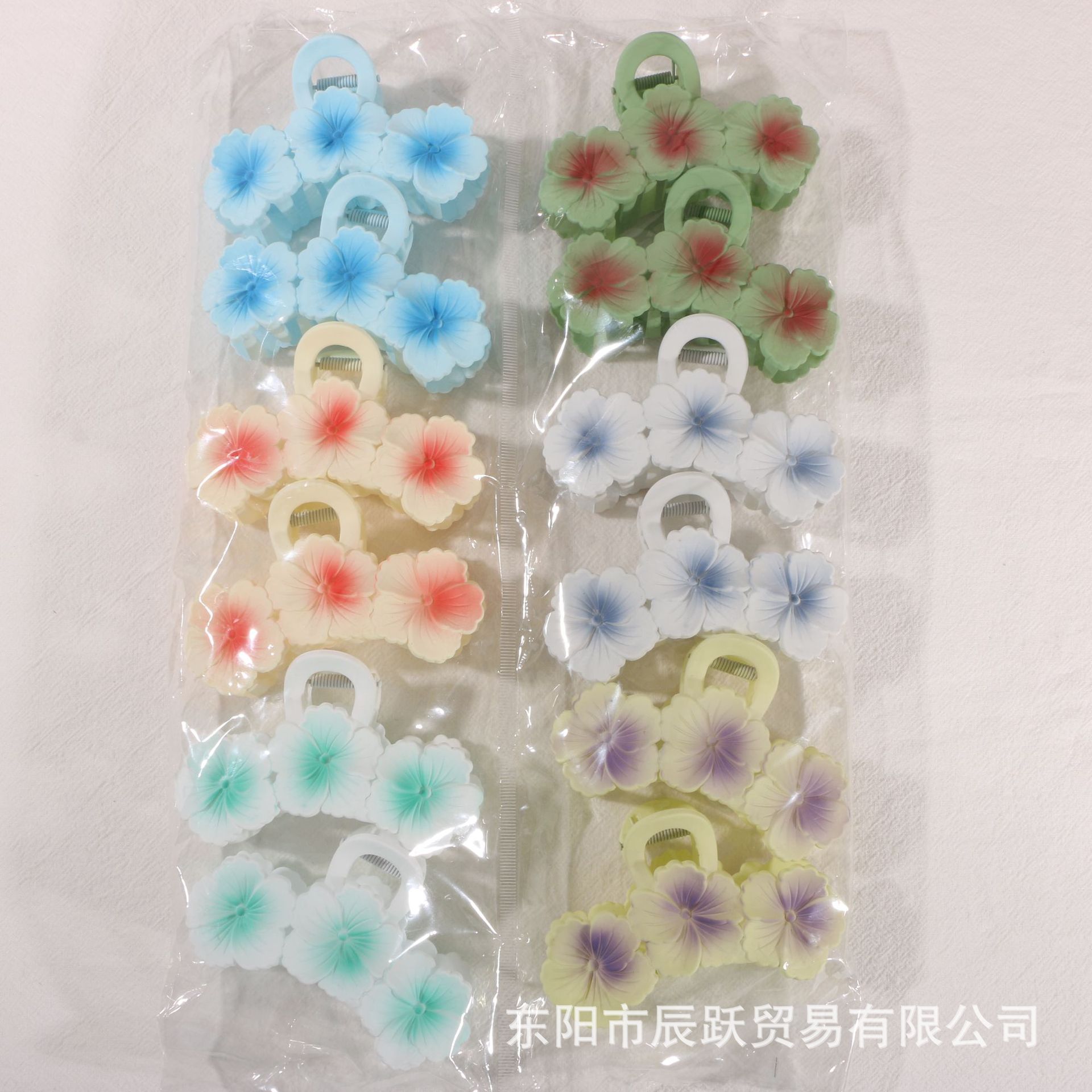 Nuevo color frangipani acrílico pinza para el cabello flor pinza de agarre de alta calidad elegante accesorio para el cabello de mujer pinza de tiburón de agarre lateral