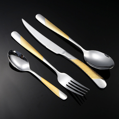 Cross-border star diamond stainless steel tableware cutlery set hotel western steak knife fork dessert fork spoon