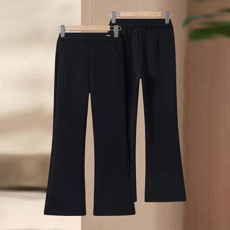 Women's Spring/Summer Loose High-Waisted Elastic Waist Slimming Versatile Flared Pants for Middle-Aged and Elderly Women, Casual Pants for Autumn